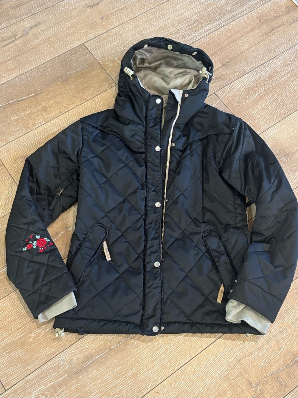 Ride Snowboards Women’s‎ Black Quilted Ski Snow Jacket Hooded Medium M